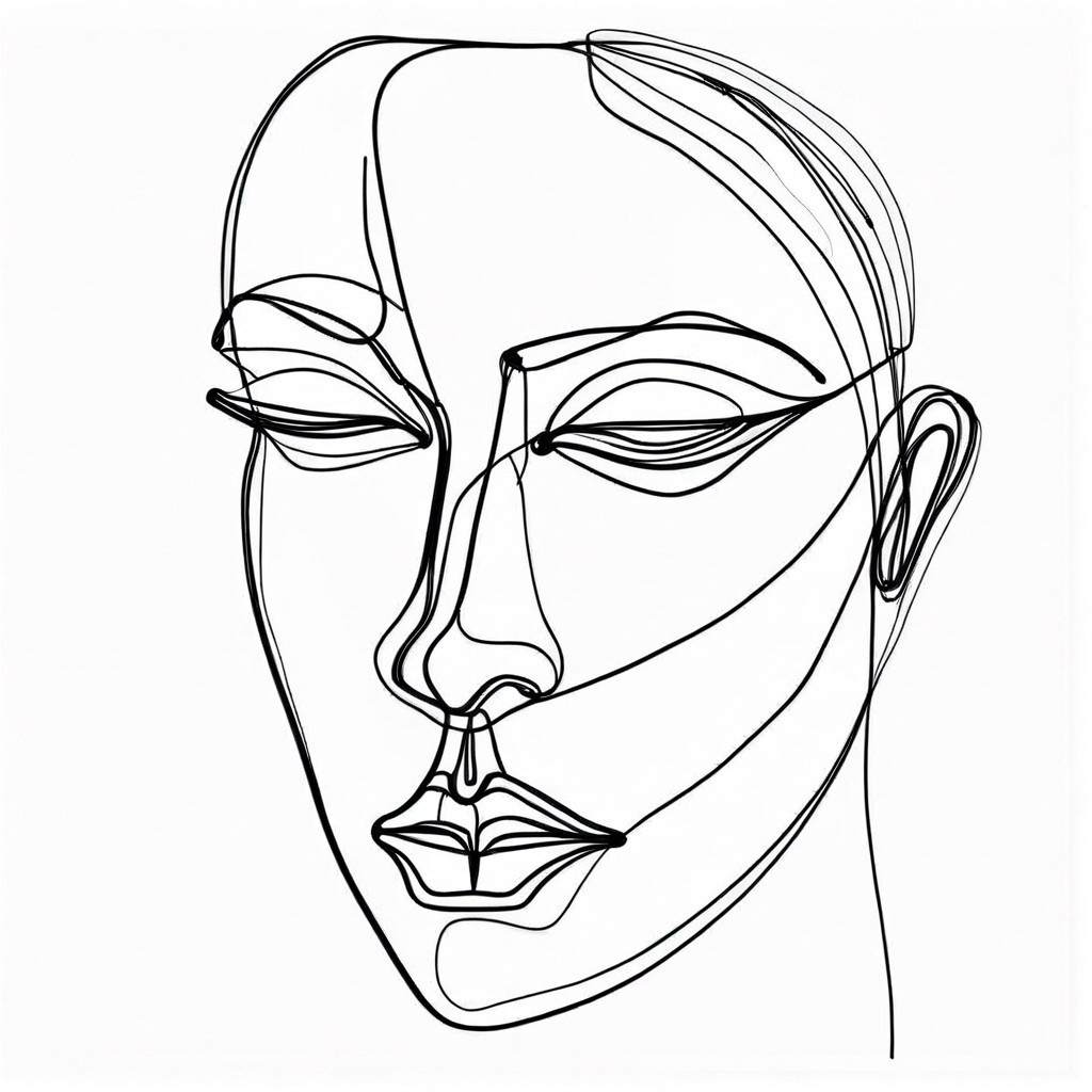 abstract face line art with a single continuous line