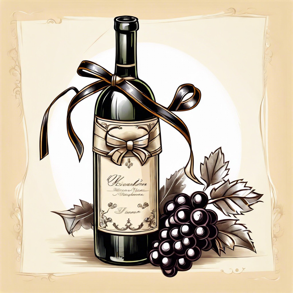 aged wine bottle with a ribbon