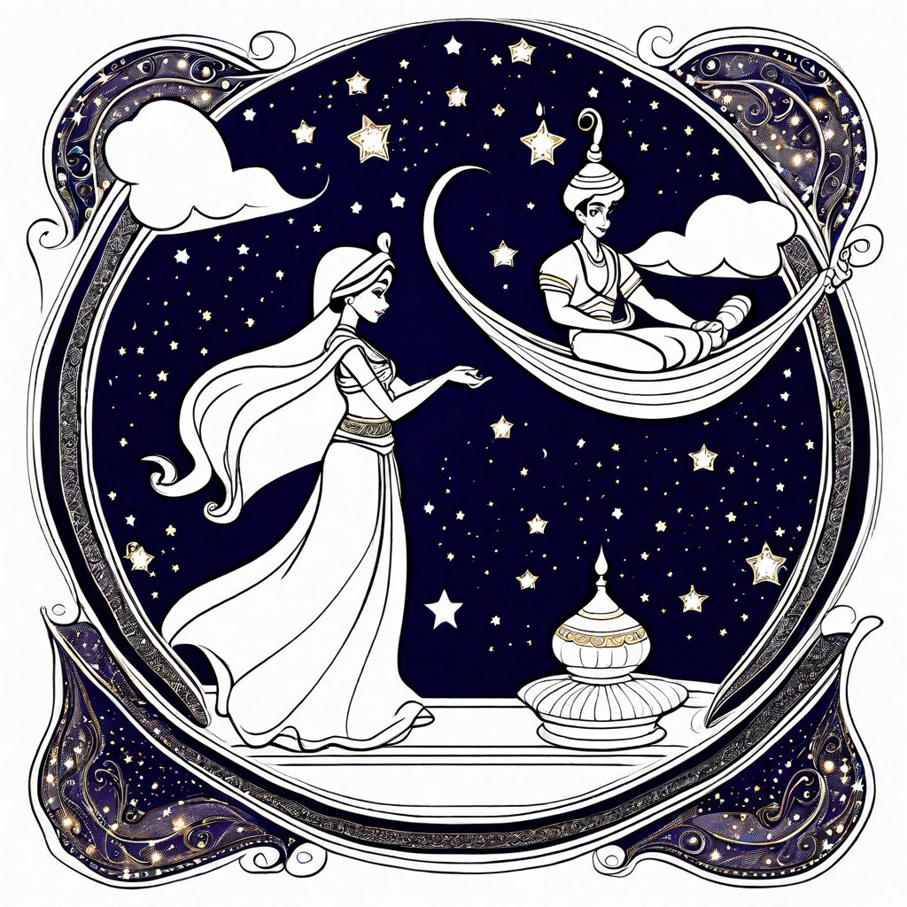 aladdin and jasmine flying on the magic carpet