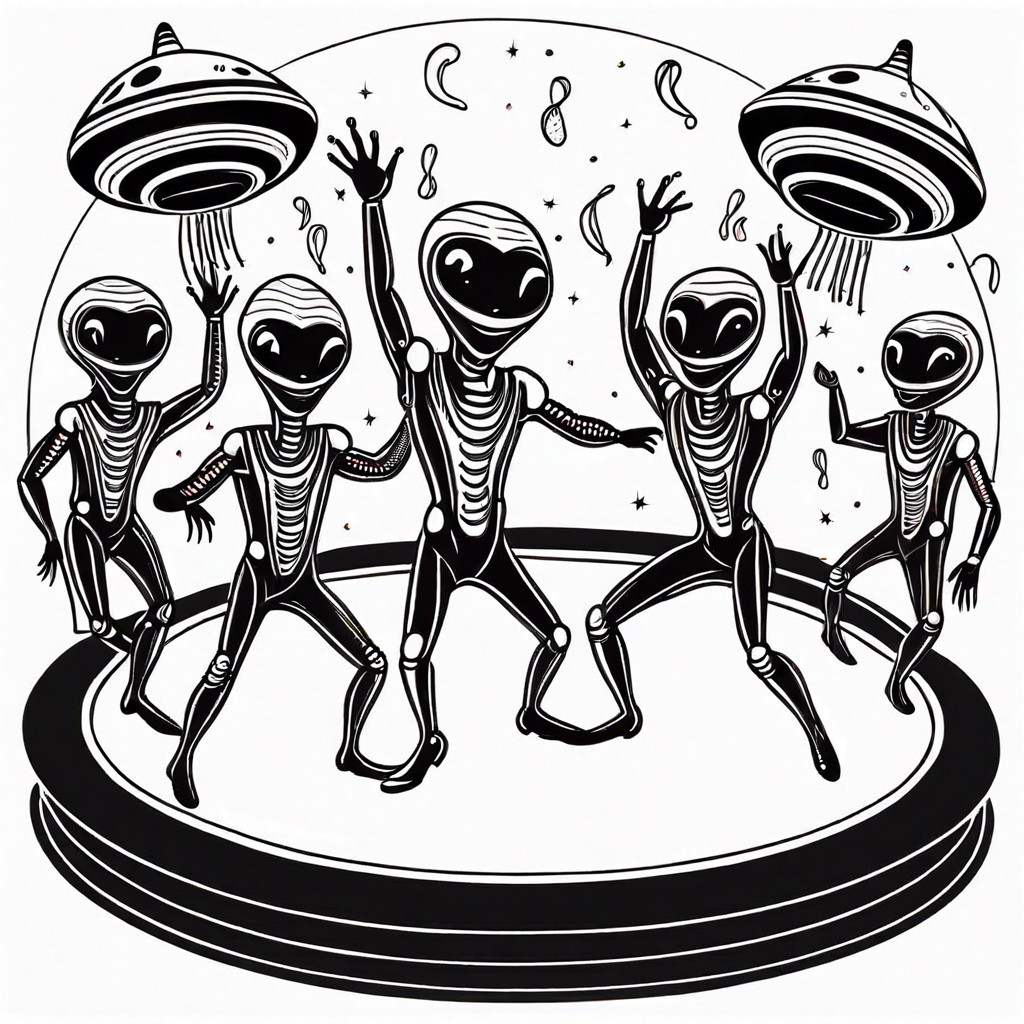 aliens having a dance party on their ufo