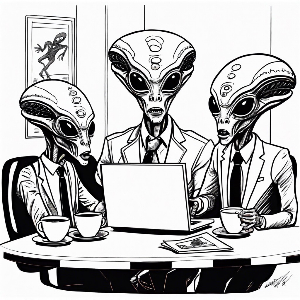 aliens trying to fit in at a human office without understanding coffee culture