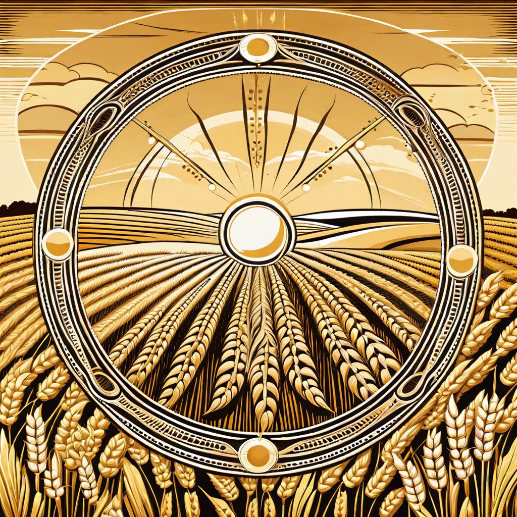 an aerial view of a crop circle in a wheat field