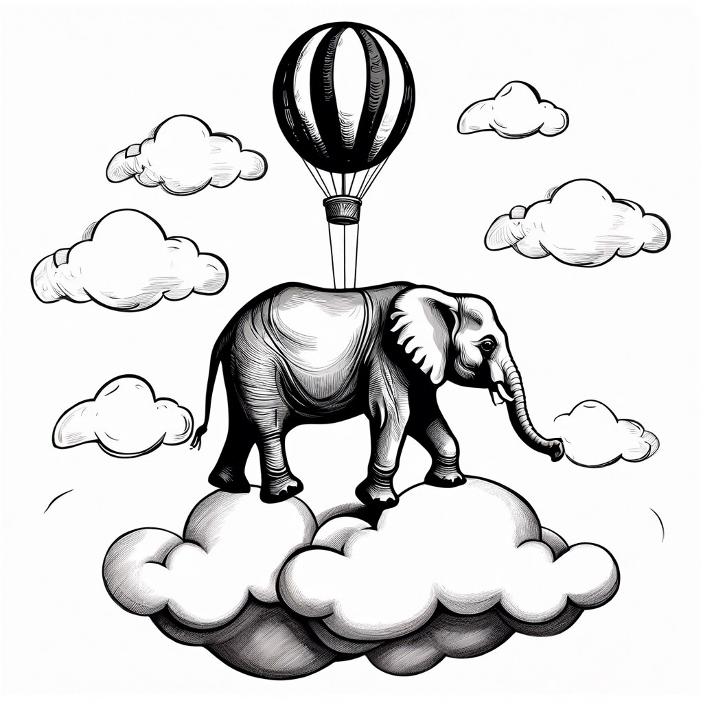 an elephant balancing on a floating balloon
