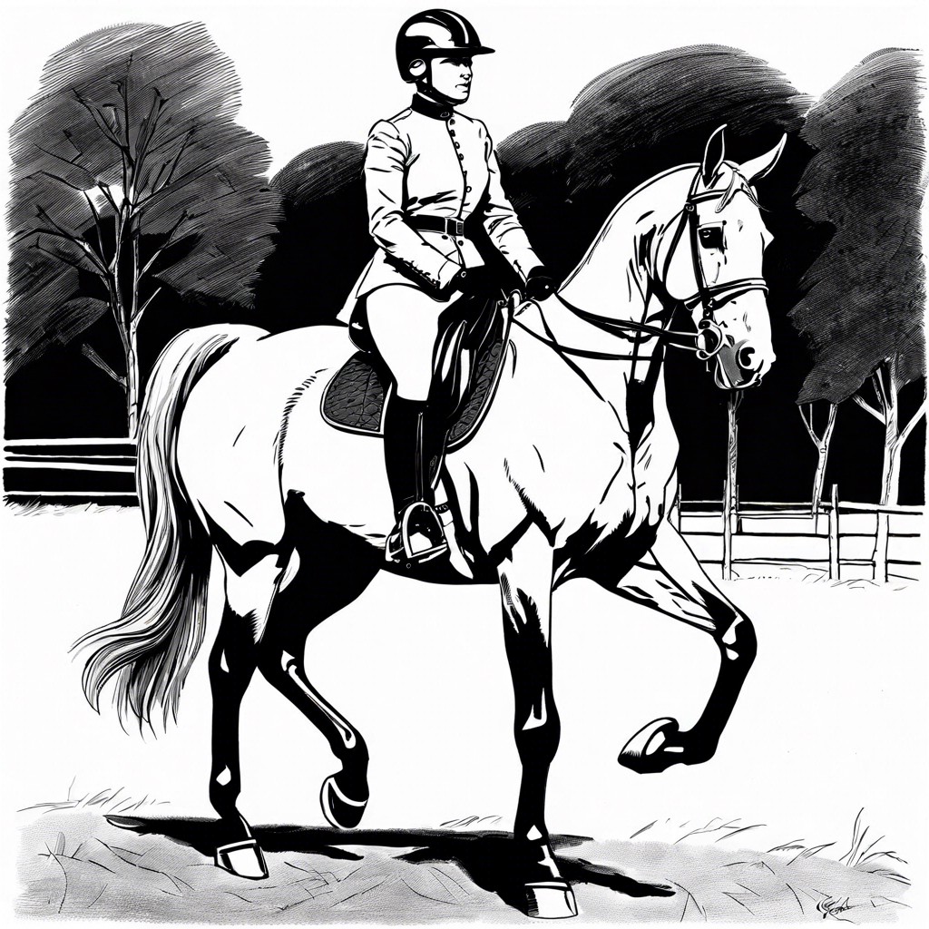 an equestrian with tall riding boots and a helmet
