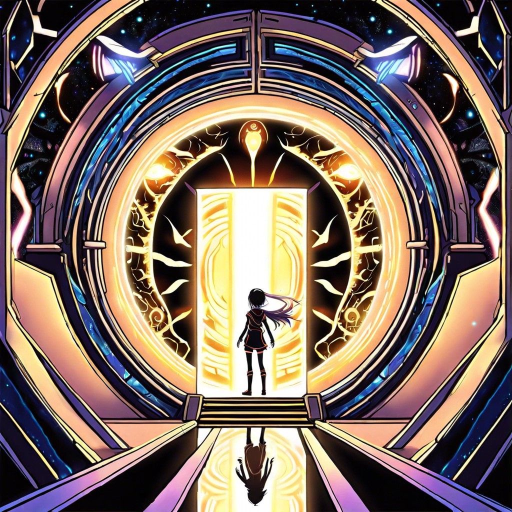 an interdimensional traveler stepping through a portal
