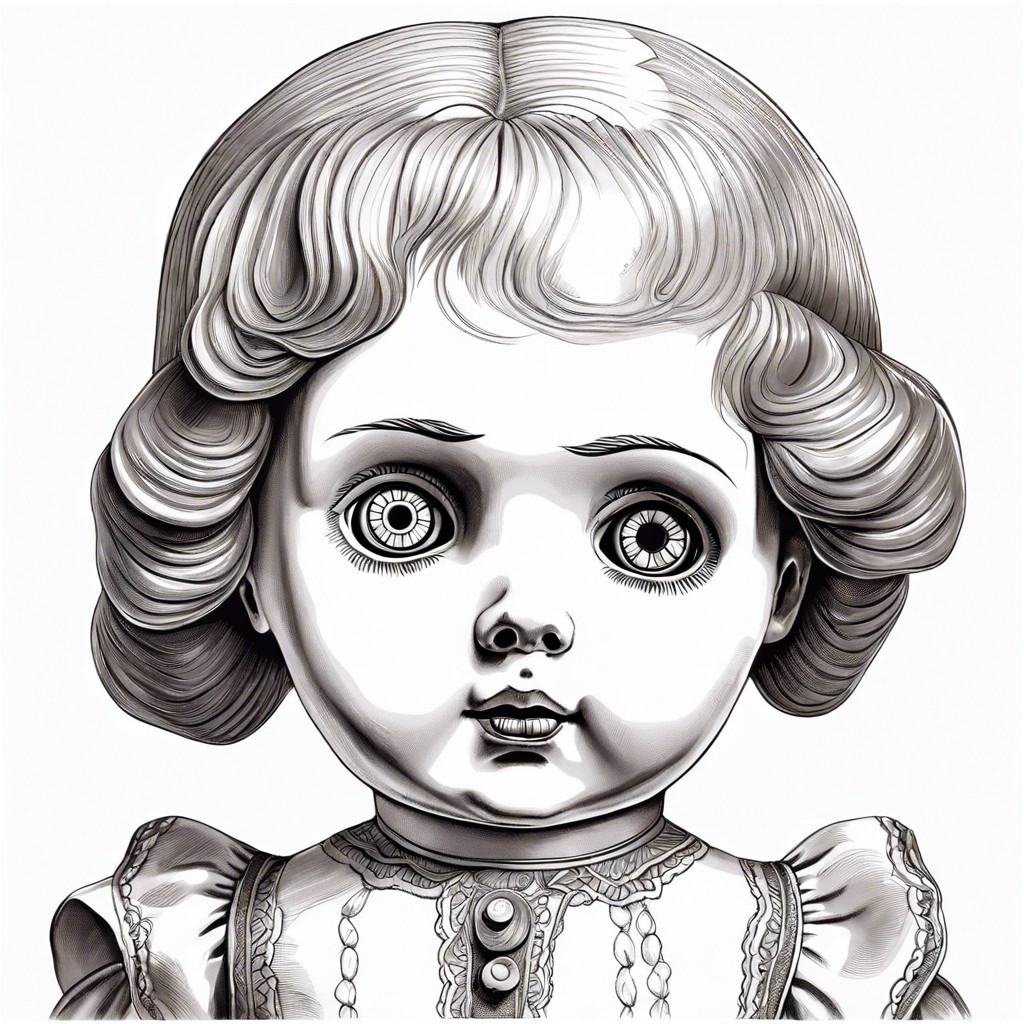 an old doll with cracked porcelain and sinister eyes