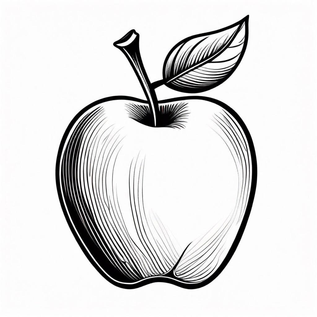apple with a leaf and stem
