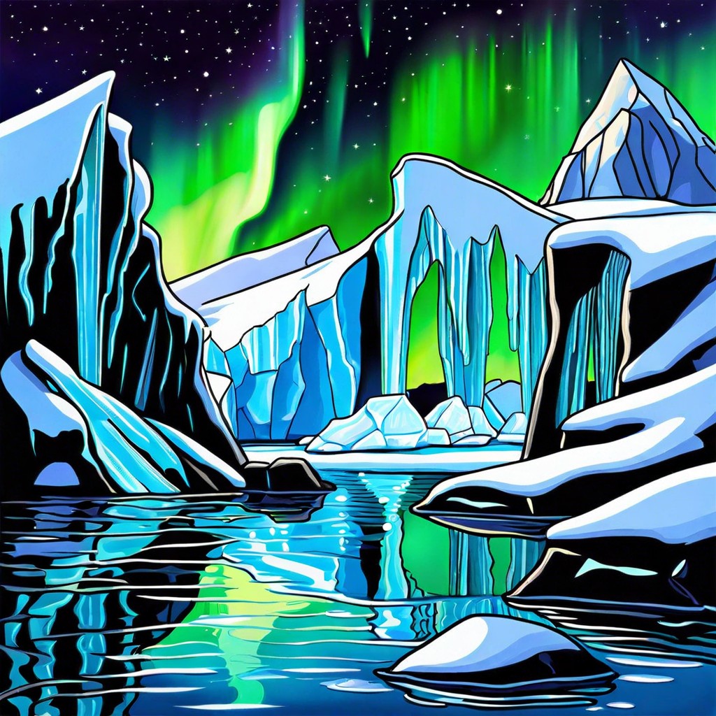 arctic scene with aurora borealis