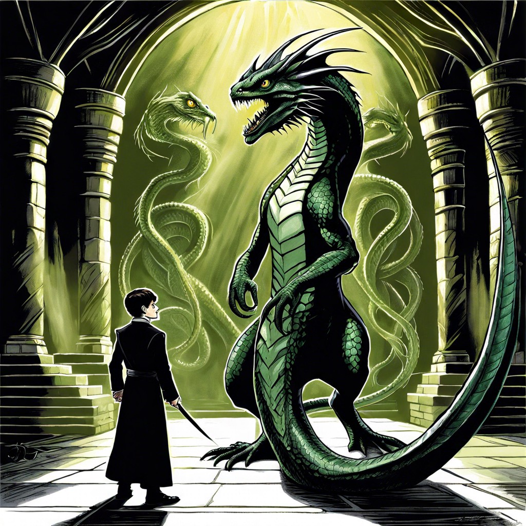 basilisk and tom riddle in the chamber of secrets