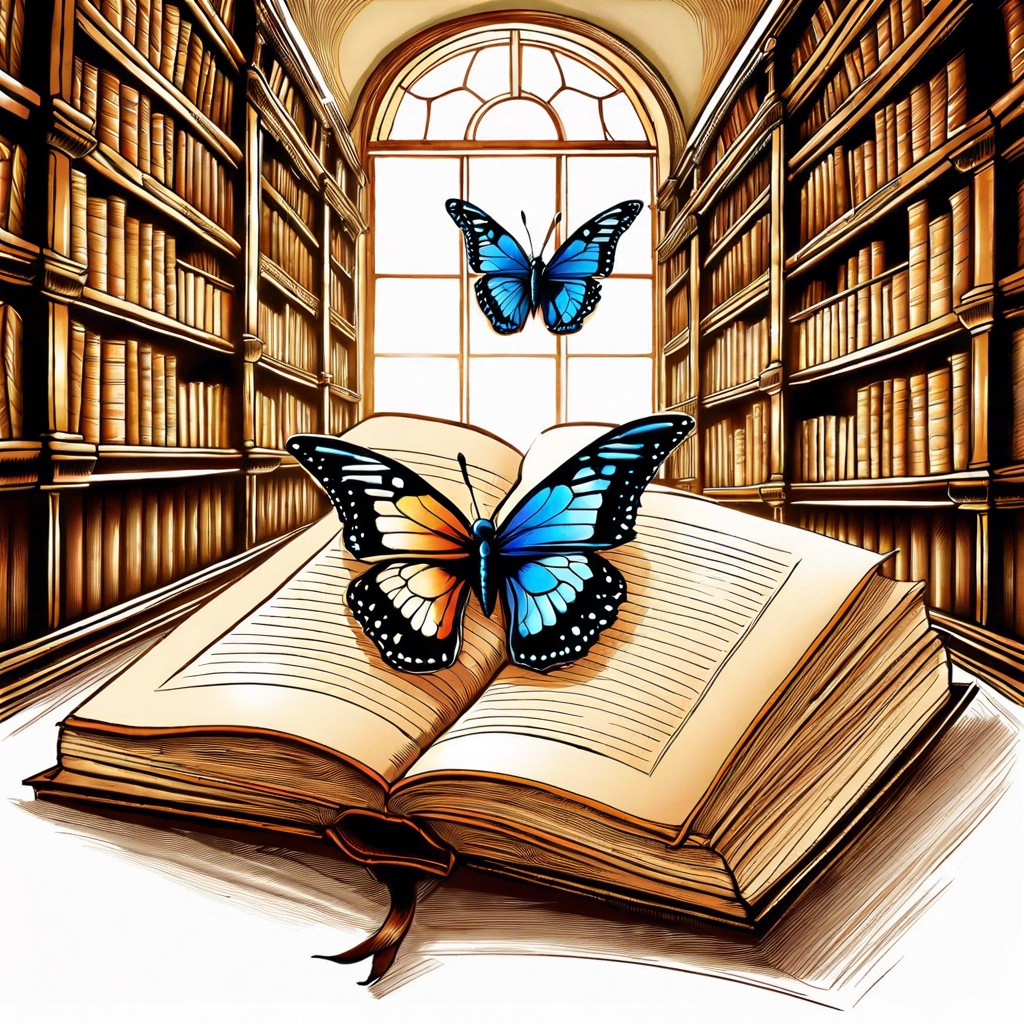 books with butterflies for pages flying around a room