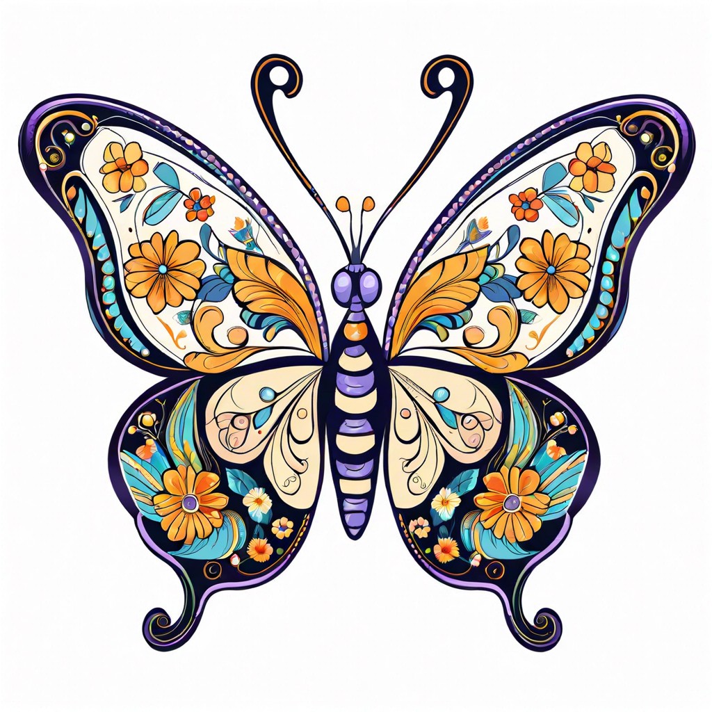 botanical butterfly with flowers for wings
