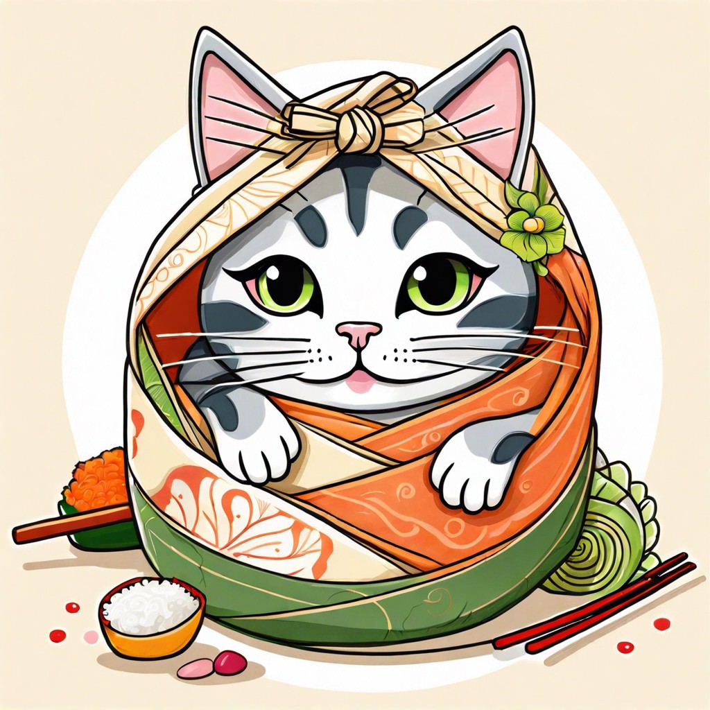 cat in a sushi roll