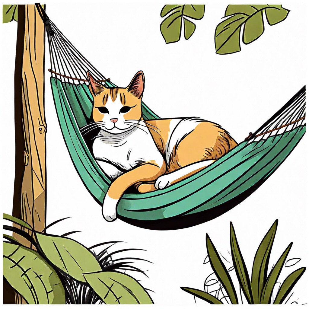 cat lounging in a hammock