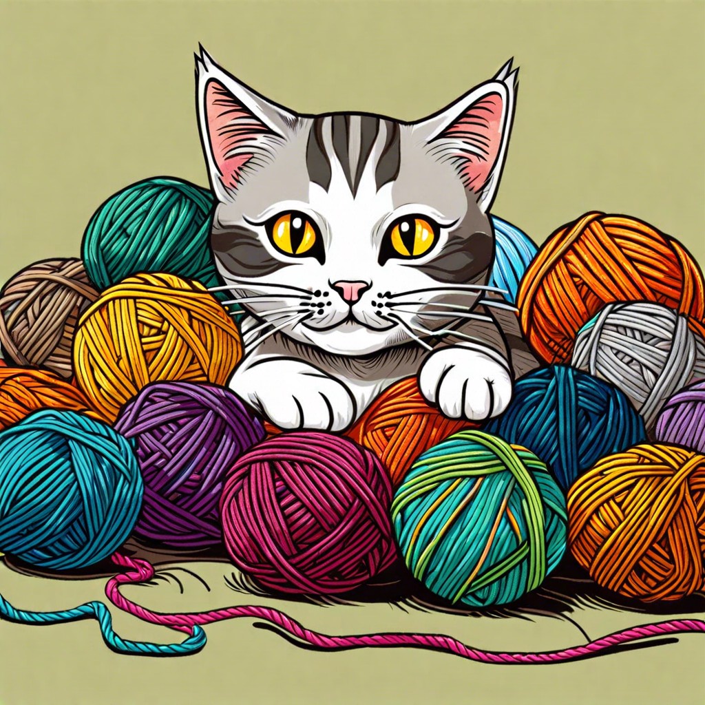 cat tangled in yarn
