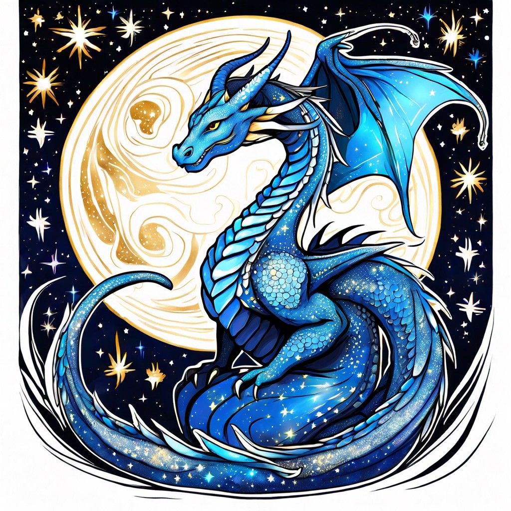celestial dragon with a starry night sky pattern on its wings