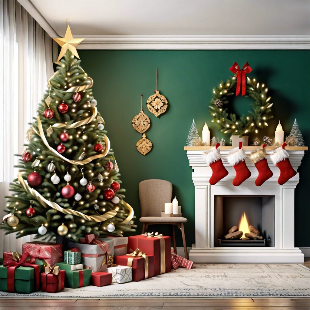 christmas tree with handmade ornaments
