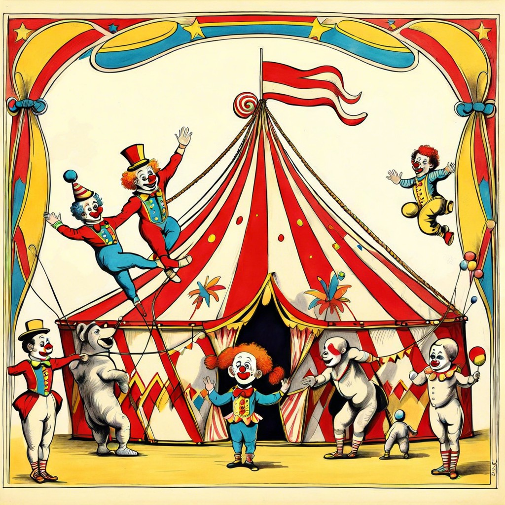 circus with clowns and acrobats