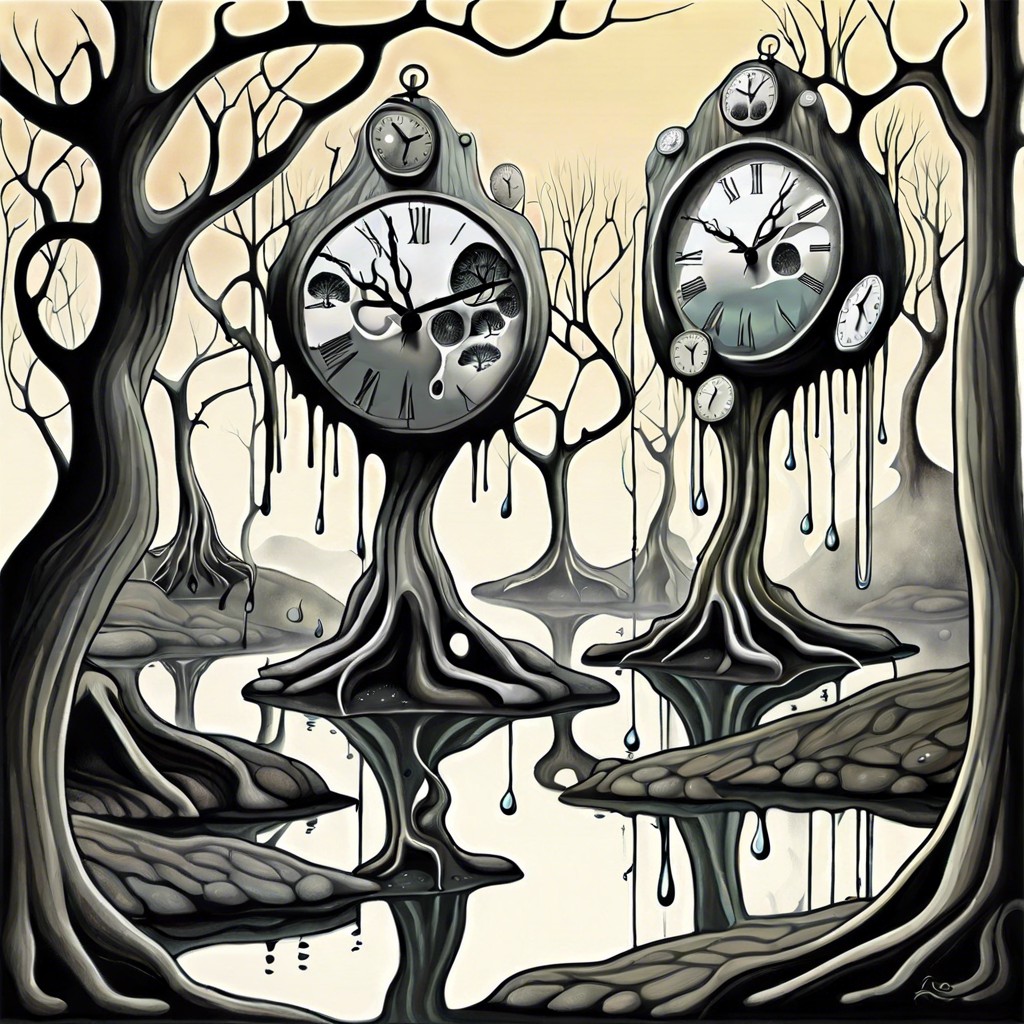 clocks melting in a forest