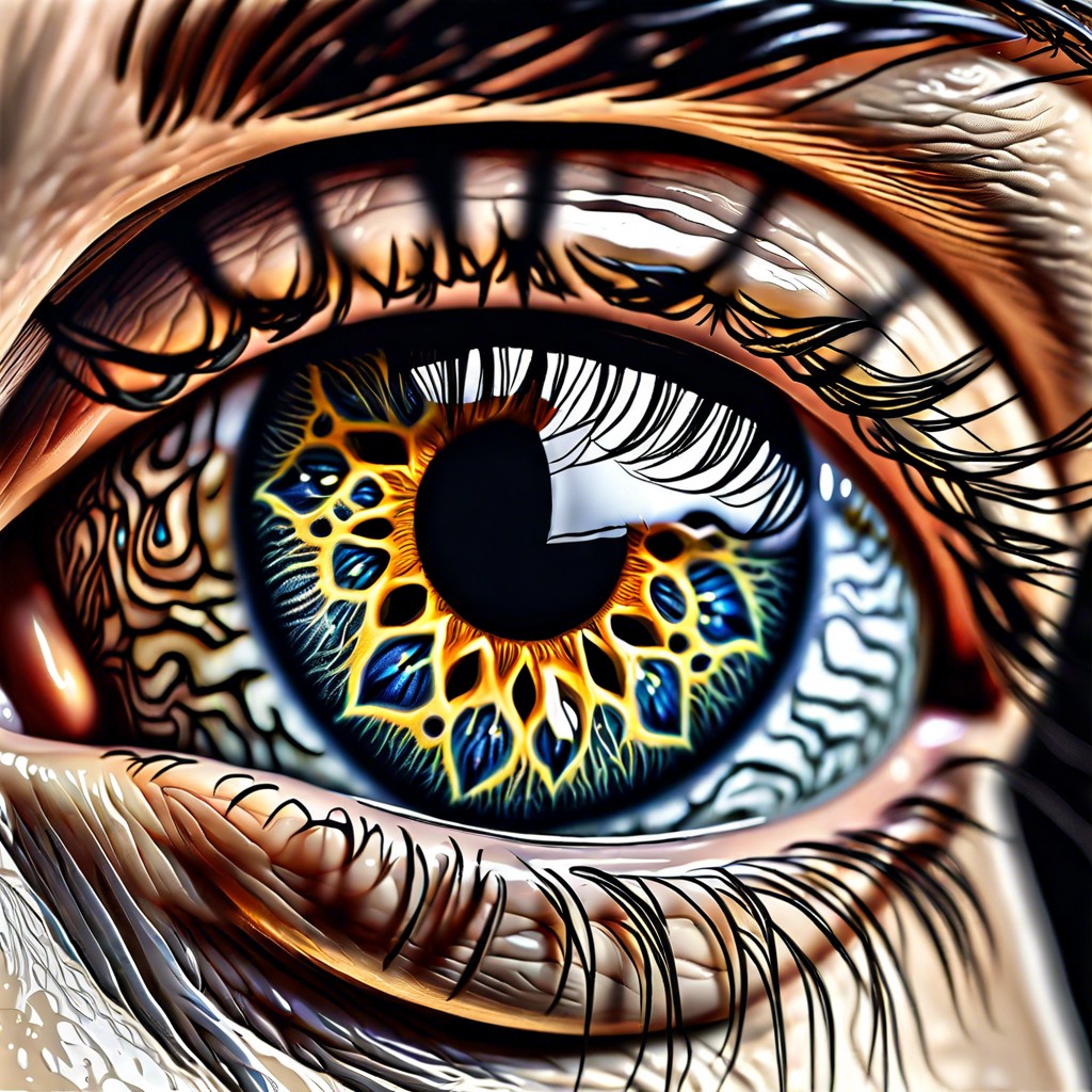close up of an eye with intricate details