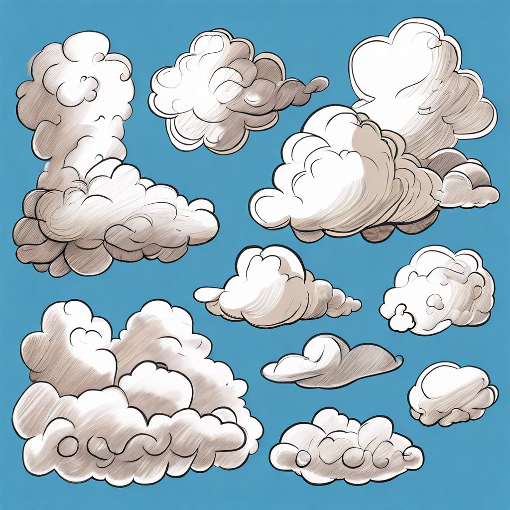 cloud shapes with different fluffiness