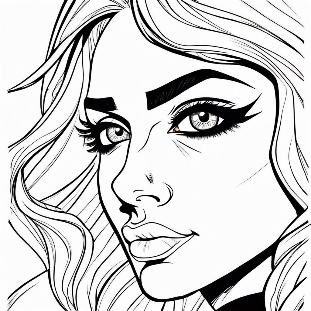 comic style eyes with bold outlines and action lines for intensity