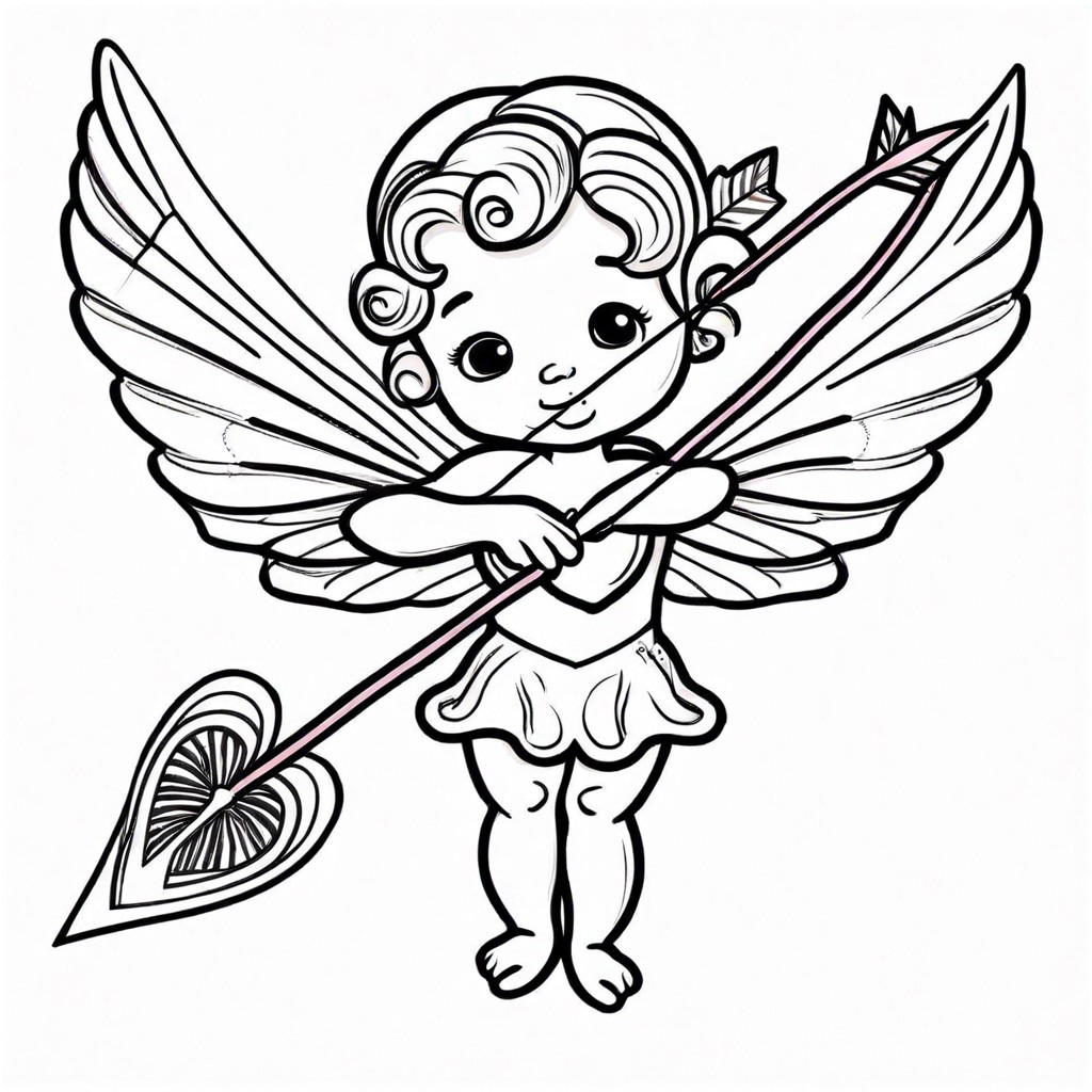 cupid aiming an arrow at a heart target