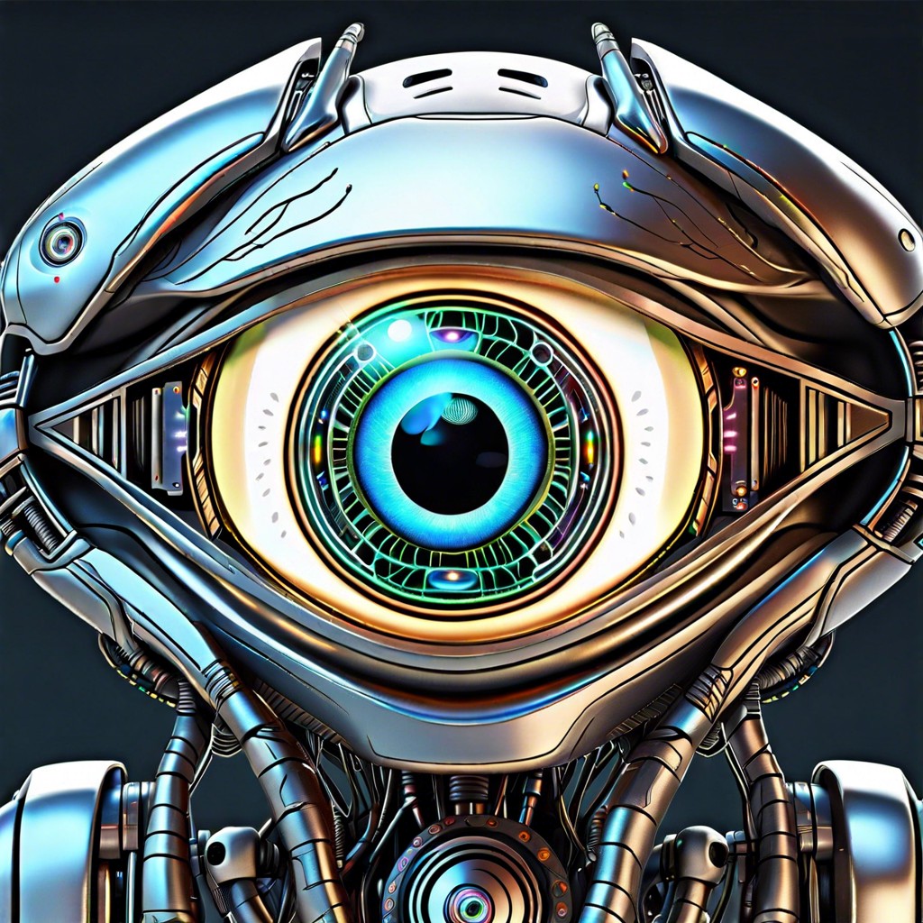 cyborg eyes futuristic robotic elements integrated