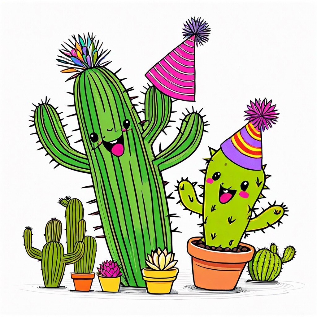 dancing cacti with party hats