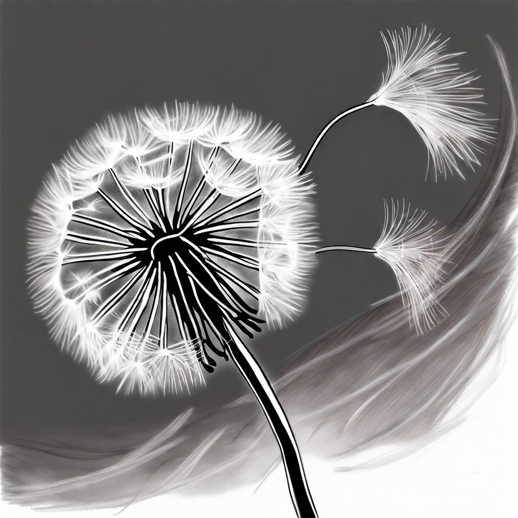 dandelion with floating seeds