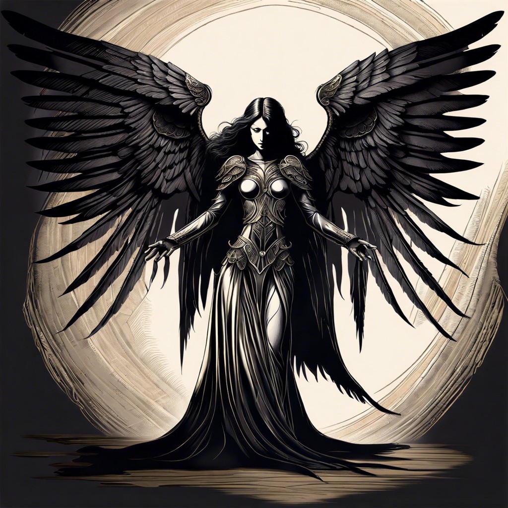 dark angel with wings made of hands