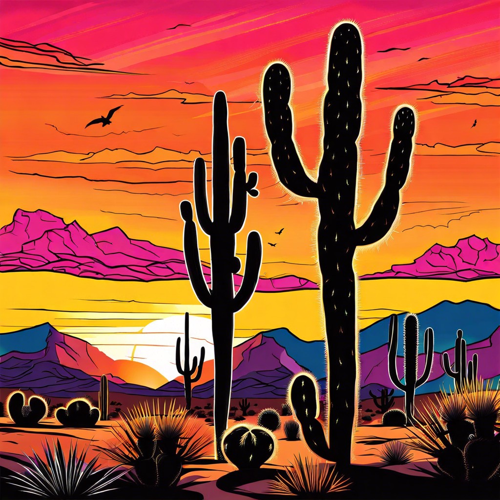 desert cactus at sunset