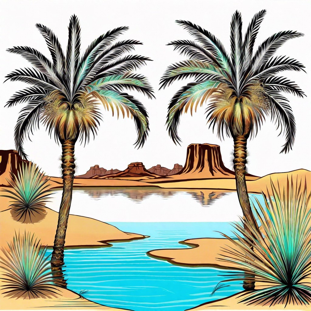 desert oasis with a mirage