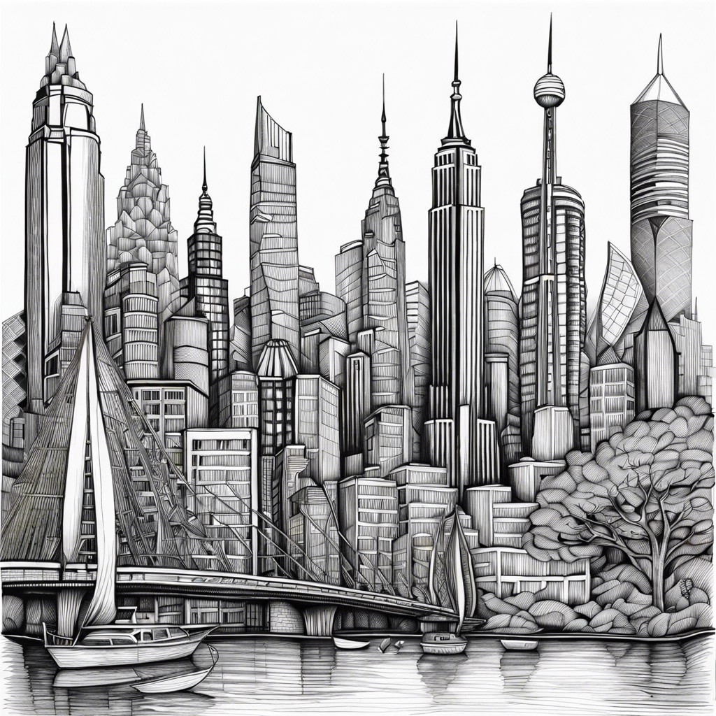 detailed city skyline