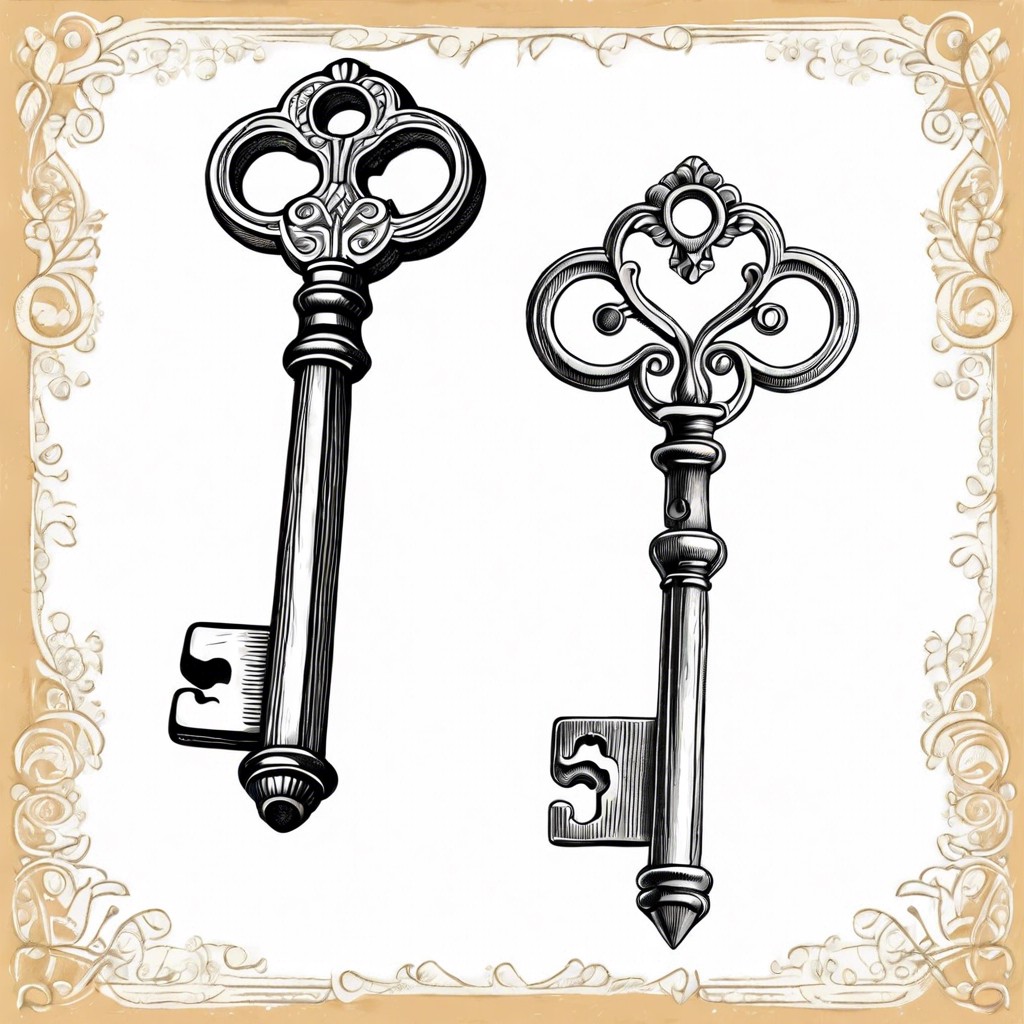 draw an old fashioned key
