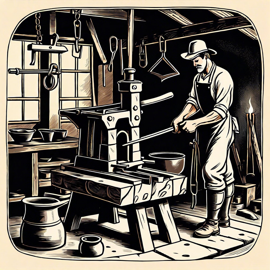 draw the process of an old craft like pottery or blacksmithing