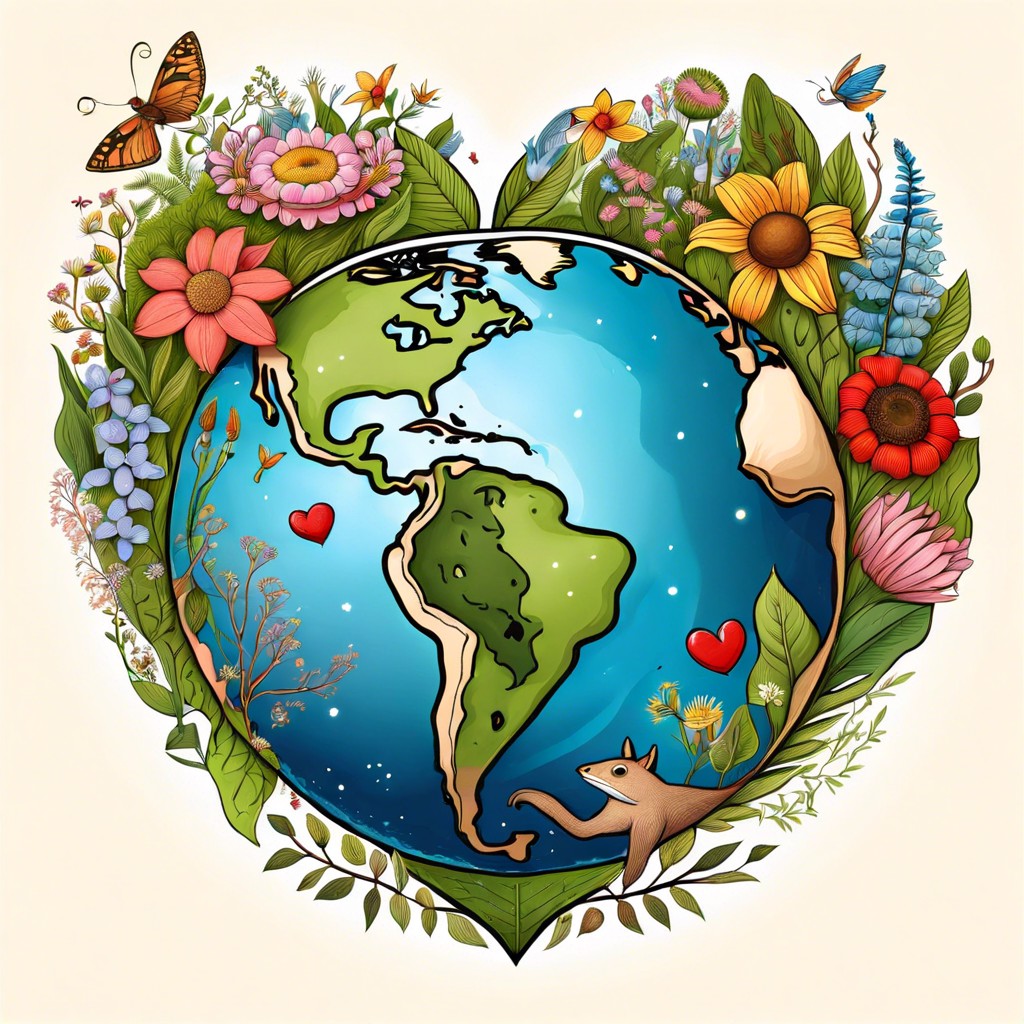 earth as a heart surrounded by nature