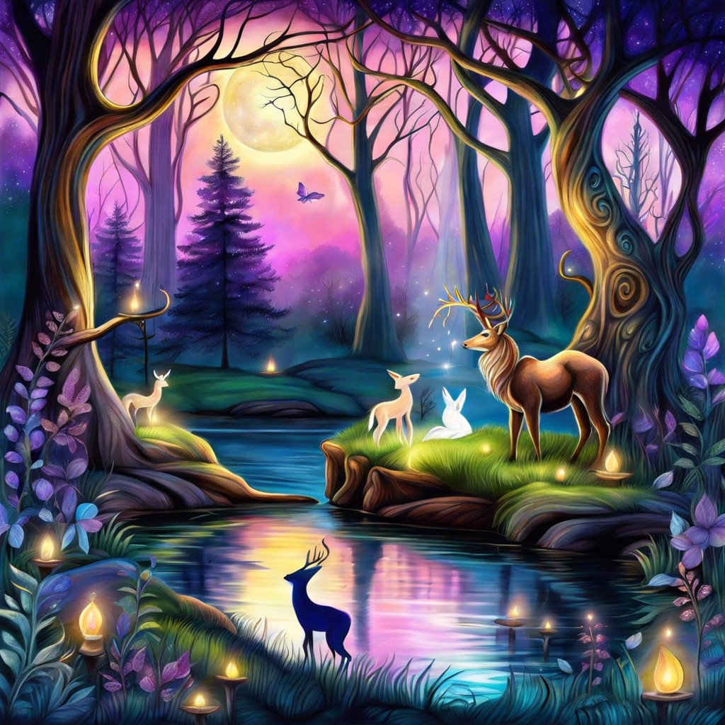 enchanted forest with mystical creatures