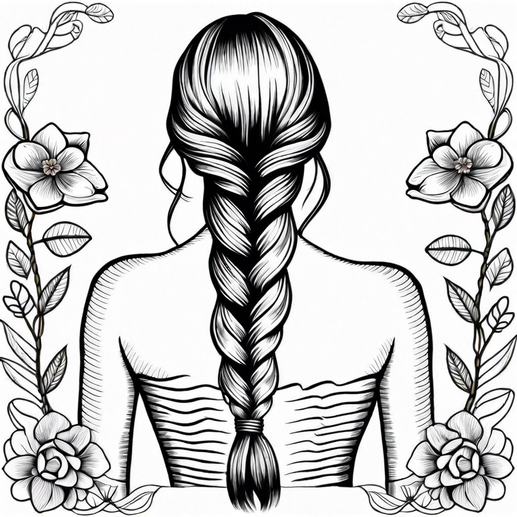 fishtail braid with flowers woven in