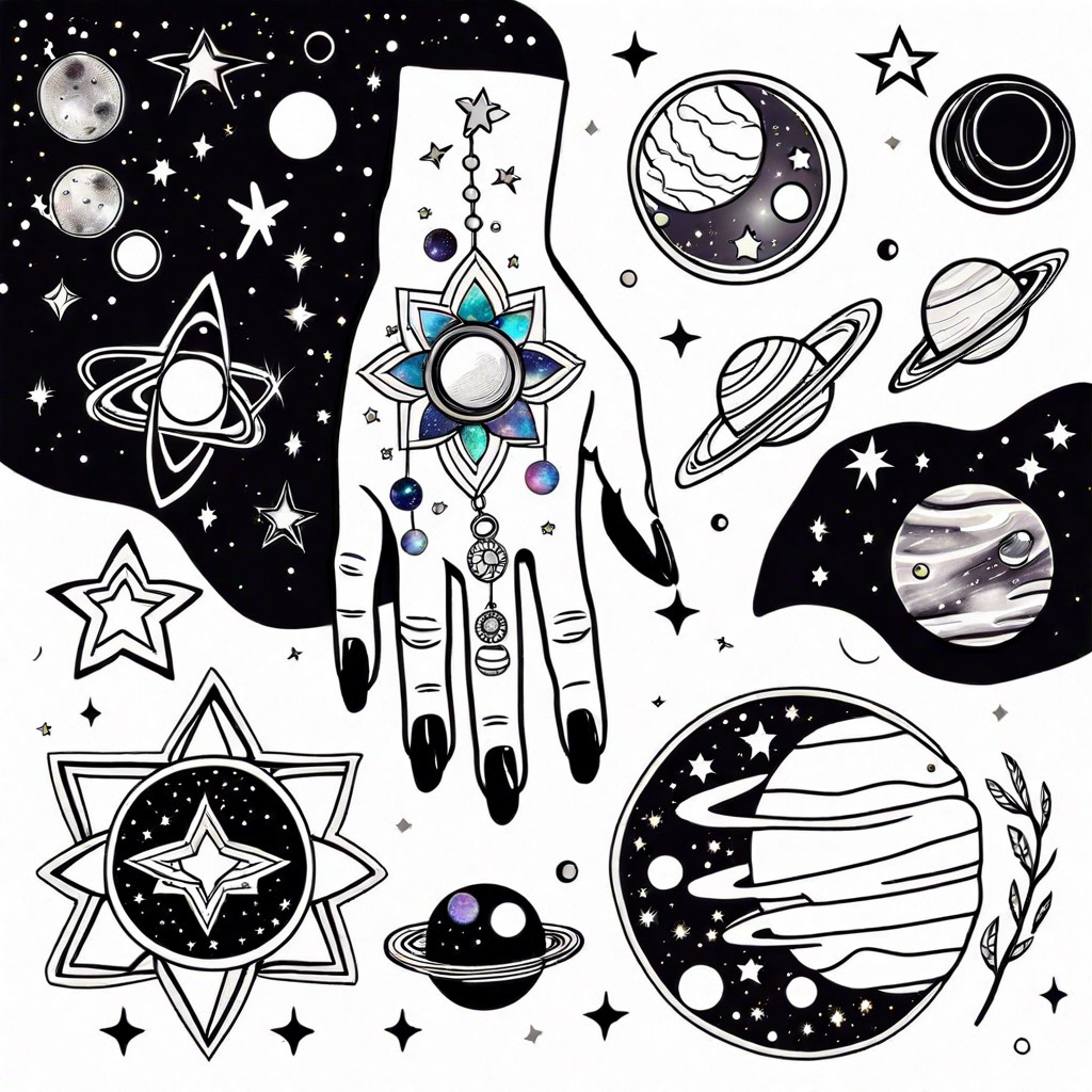 galaxy design with stars and planets
