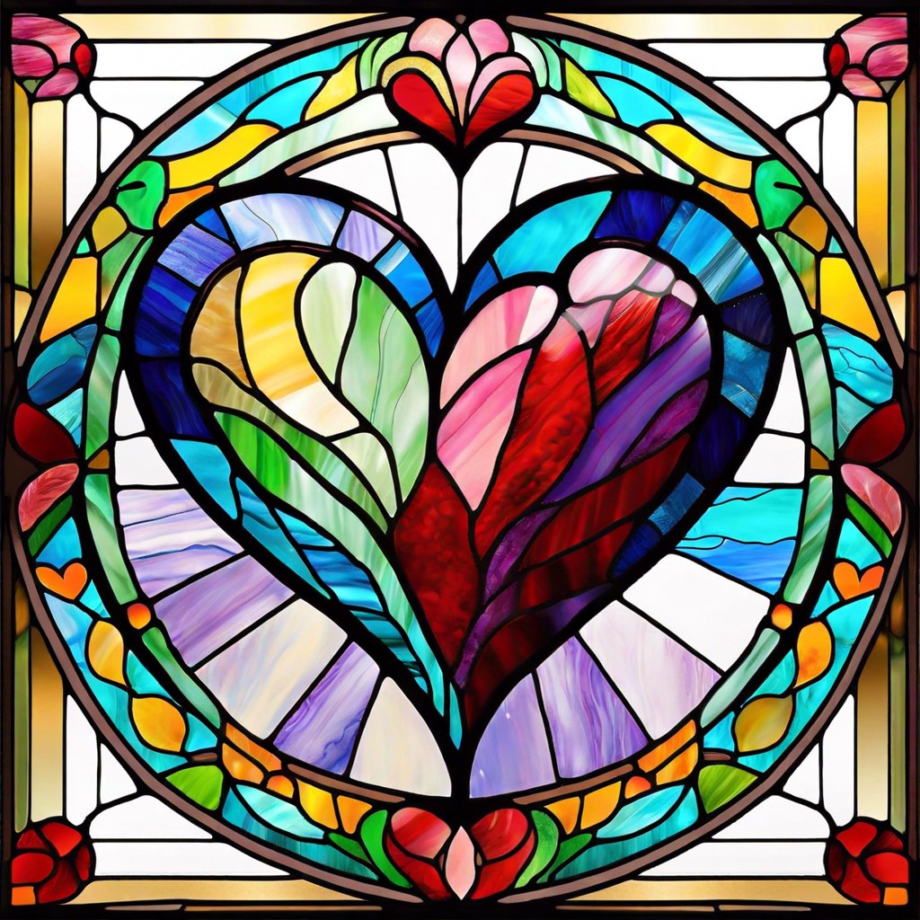 heart as a stained glass window with vibrant colors