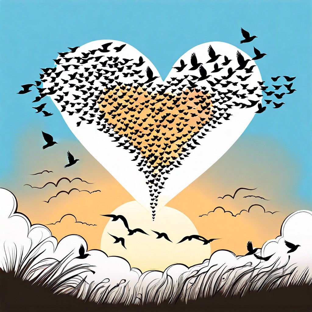 heart formed by a flock of birds in flight