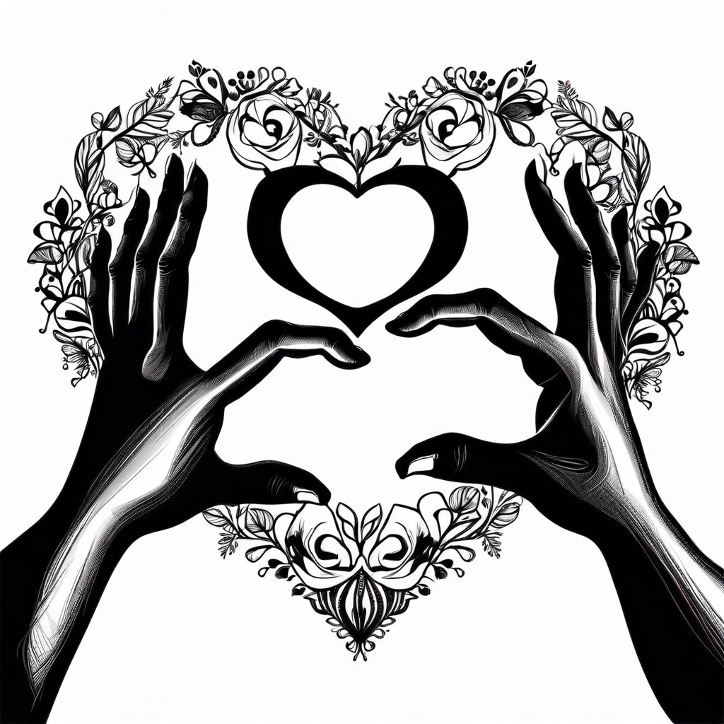 heart made of intertwined hands of different skin tones