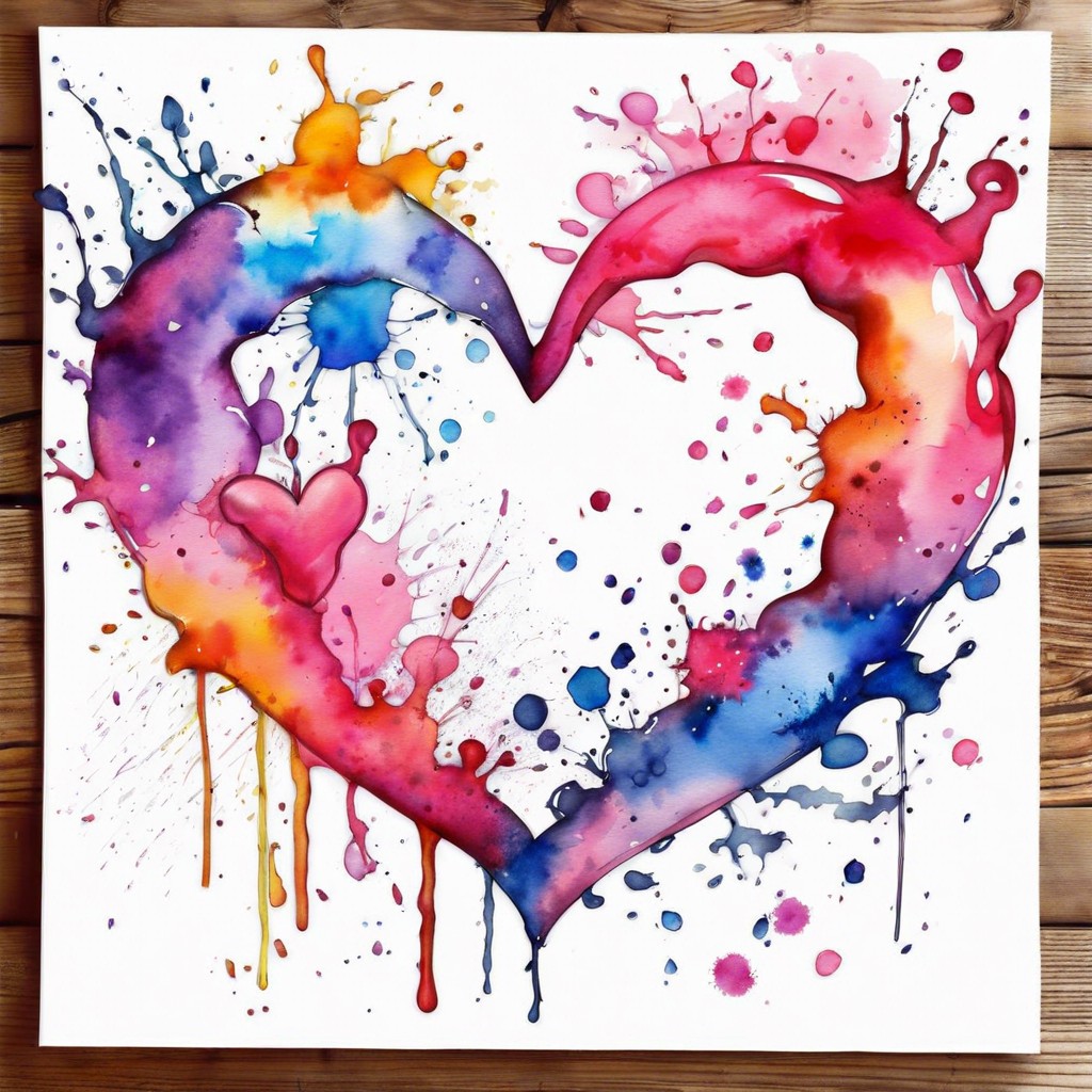 heart made of watercolor splashes