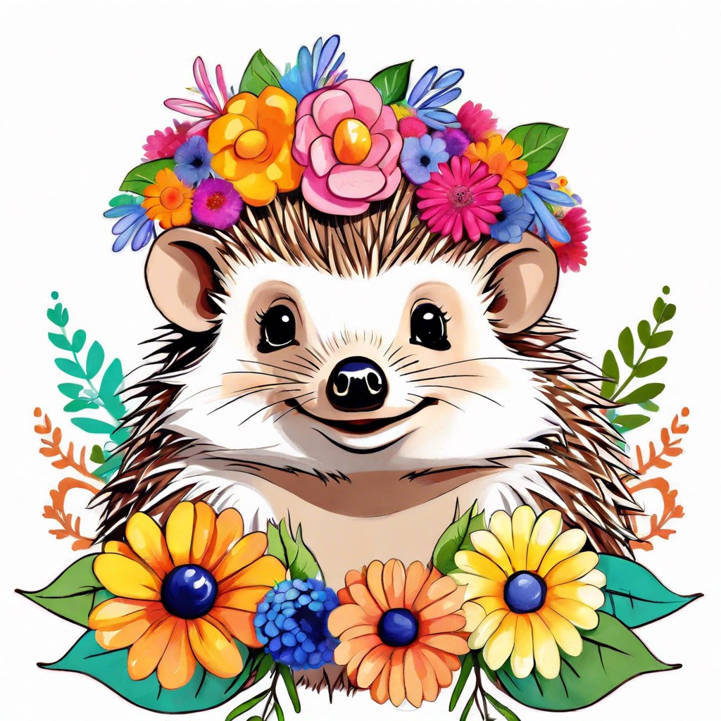 hedgehog with a flower crown