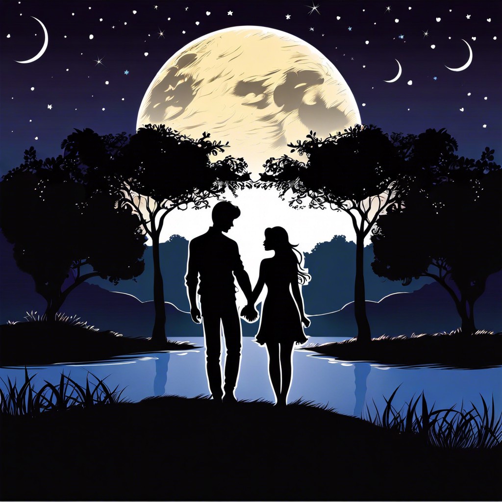 holding hands under the moonlight