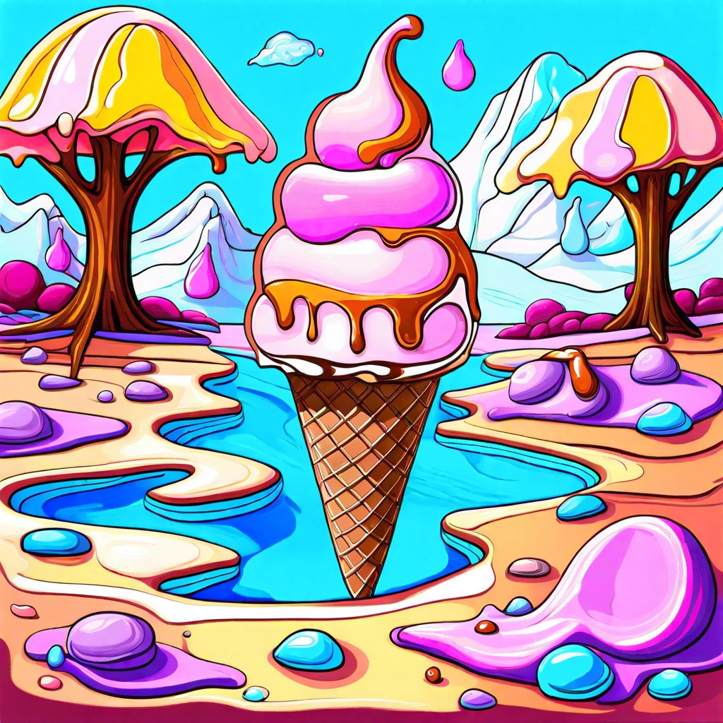 ice cream colors in a surreal setting