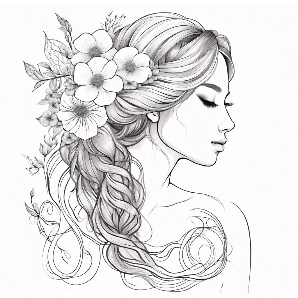 integrate flower or leaf designs subtly into hair