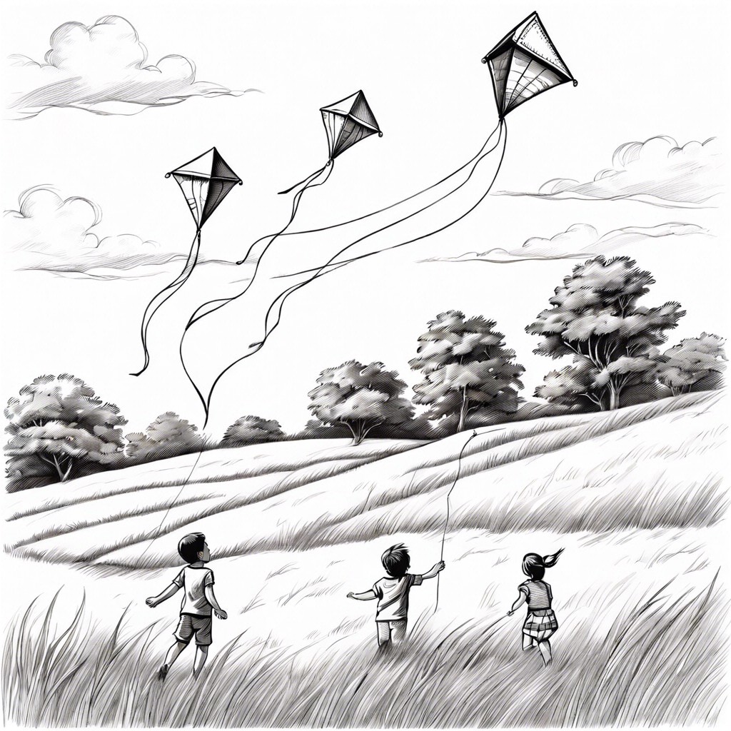 kite flying on a breezy hill