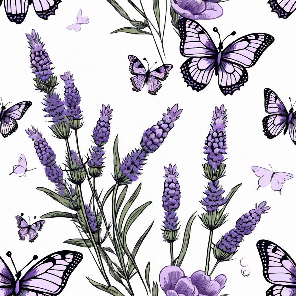lavender sprigs with butterflies
