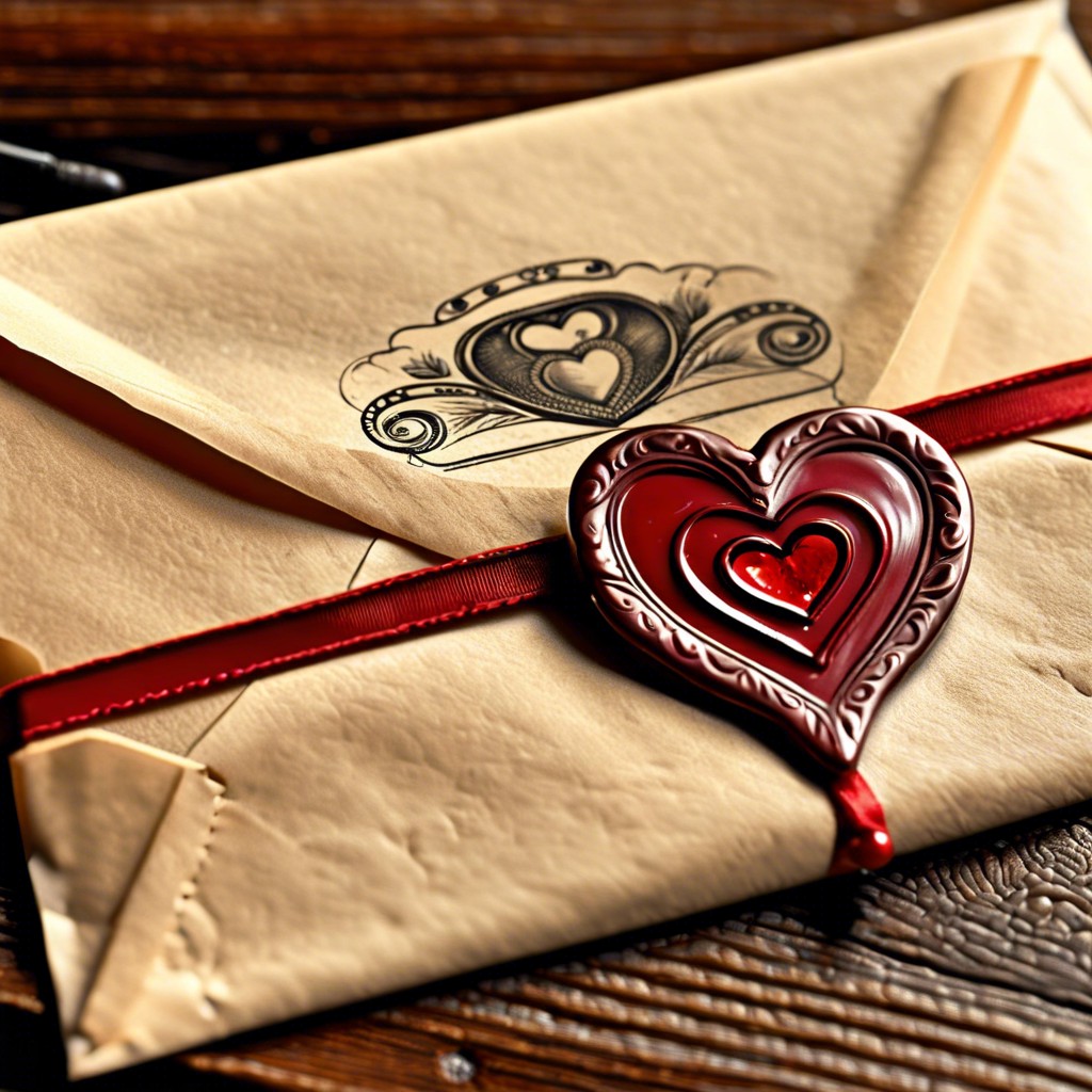 love letters sealed with a heart wax stamp